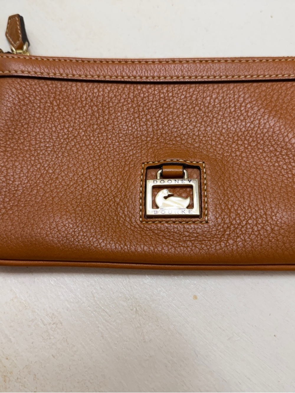 Like New Dooney & Bourke Pebbled Leather Wristlet - Brown